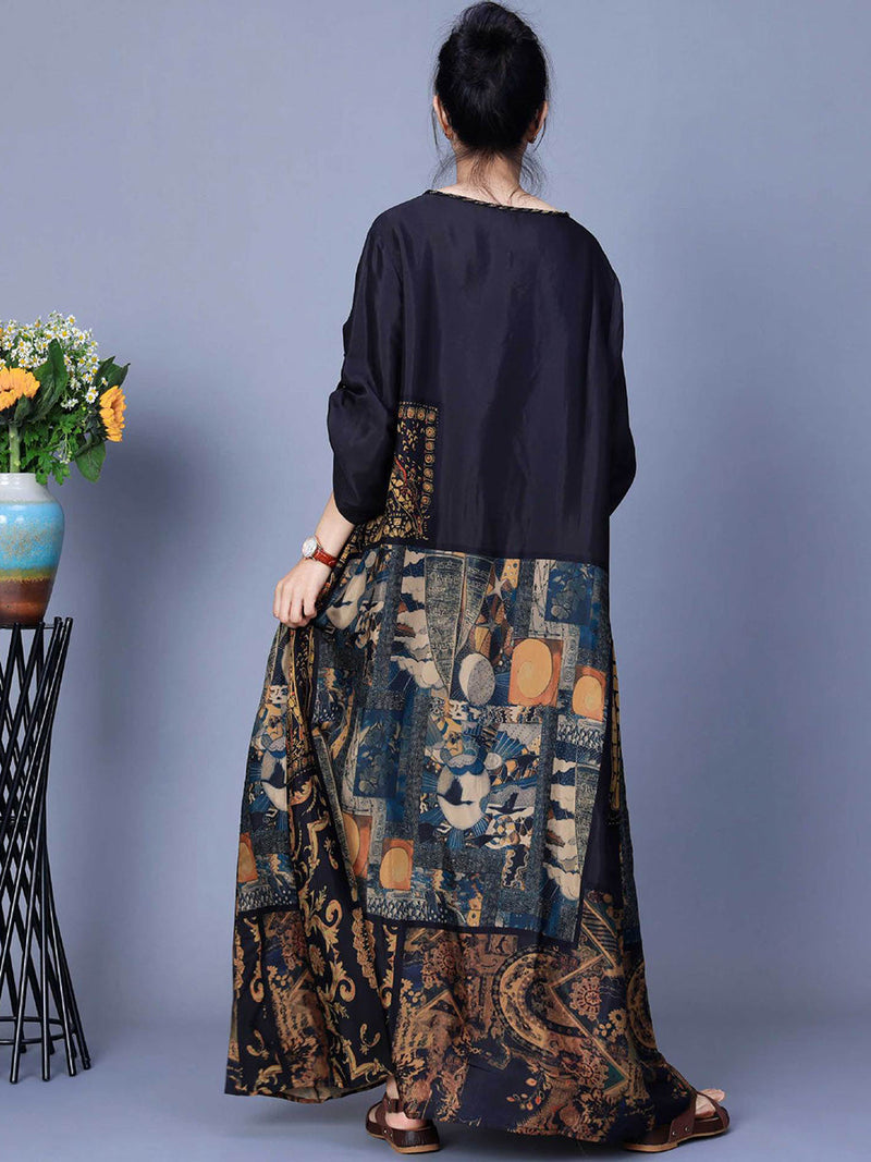 Spring Spliced Maxi Dress Co1026