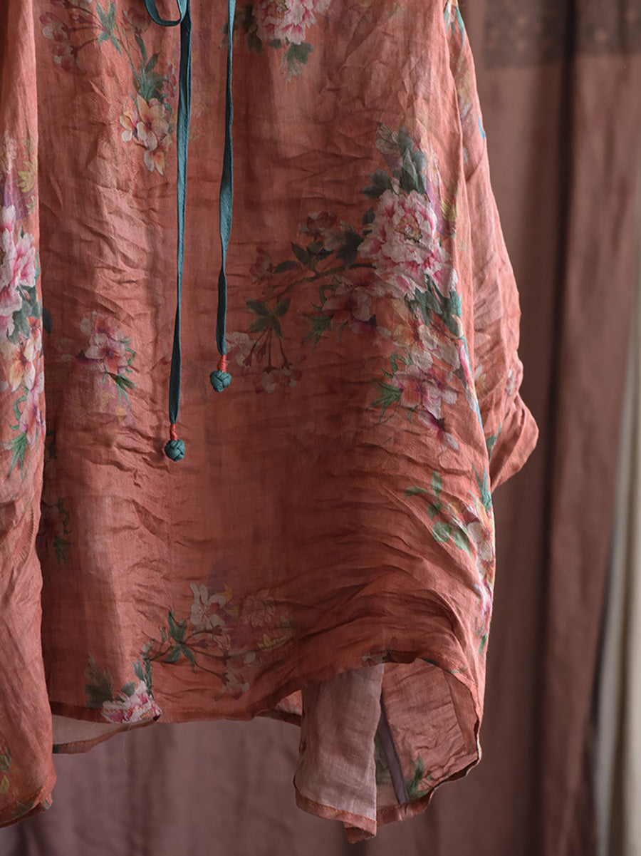 Spring Strap Linen Blouse Hh056
