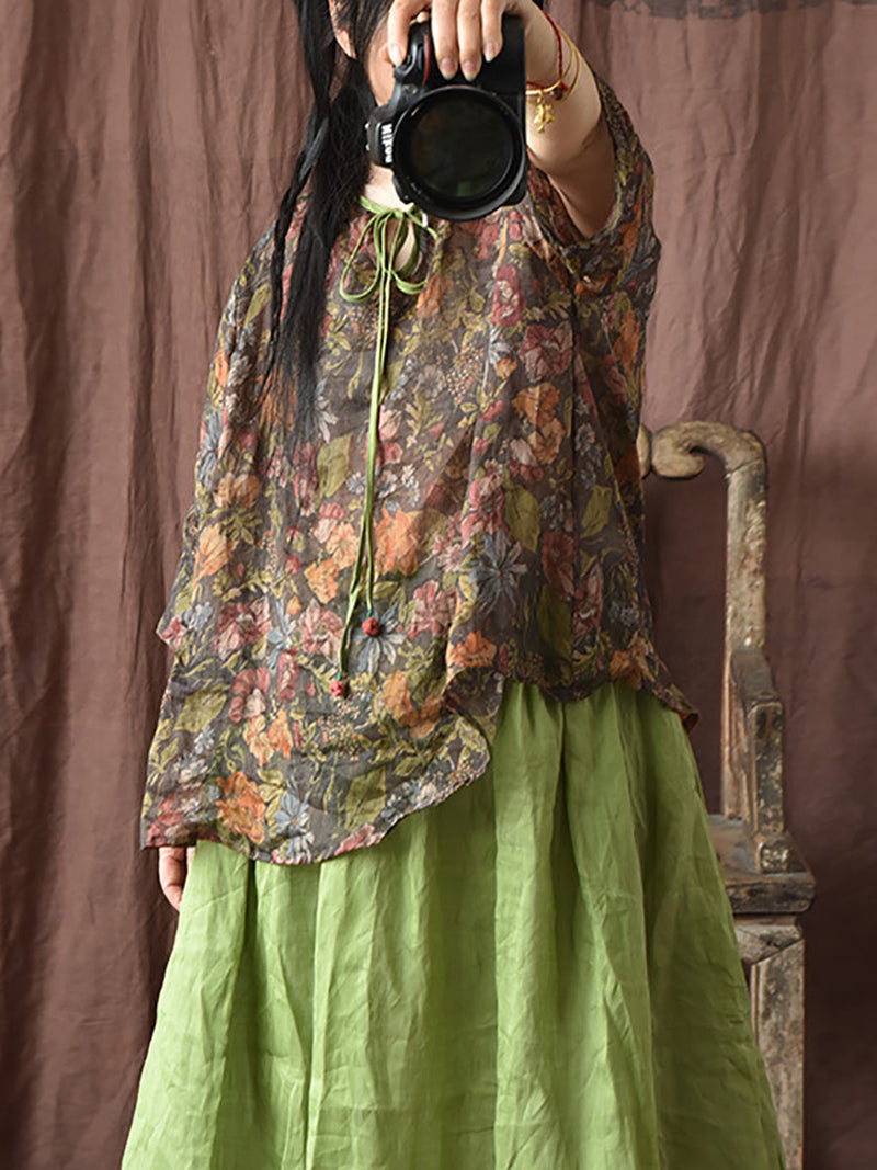 Spring Strap Linen Blouse Hh056
