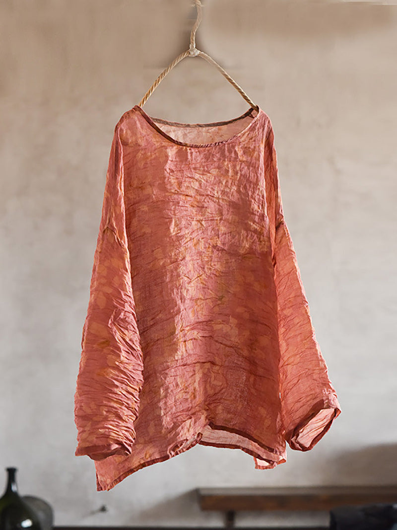 Spring Artsy Tie-dye Ramie Blouse Co1034