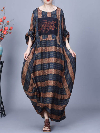 Artsy Stripe Irregular Spliced Maxi Dress Co1035