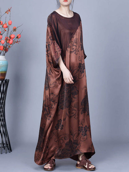 Flower Print Spliced Summer Maxi Dress Co1046