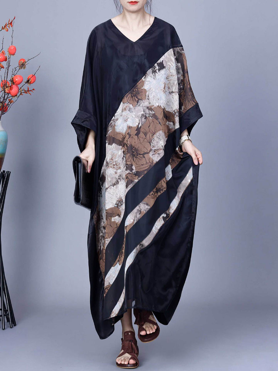 Artsy Flower Irregular Spliced Summer Maxi Dress Co1045
