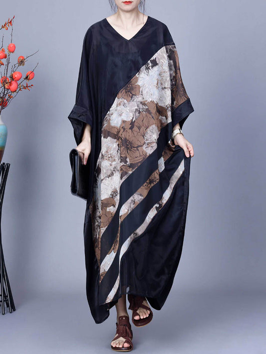 Artsy Flower Irregular Spliced Summer Maxi Dress Co1045