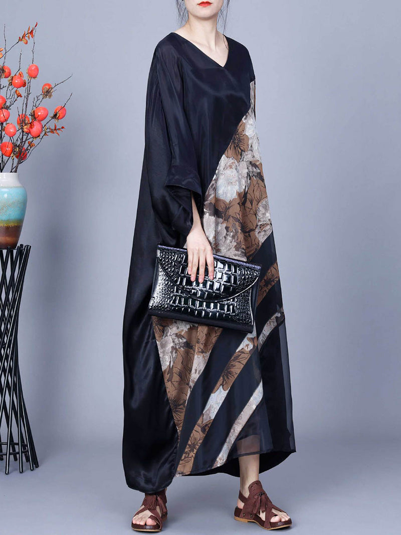 Artsy Flower Irregular Spliced Summer Maxi Dress Co1045