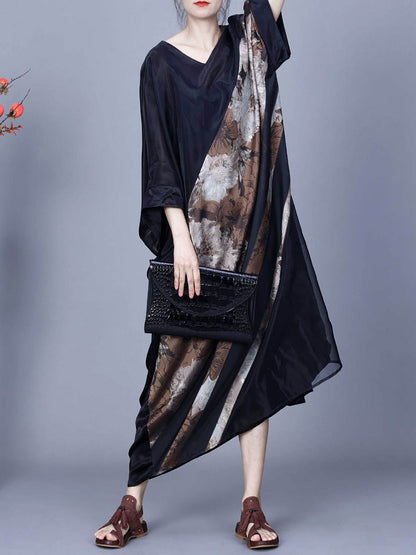 Artsy Flower Irregular Spliced Summer Maxi Dress Co1045