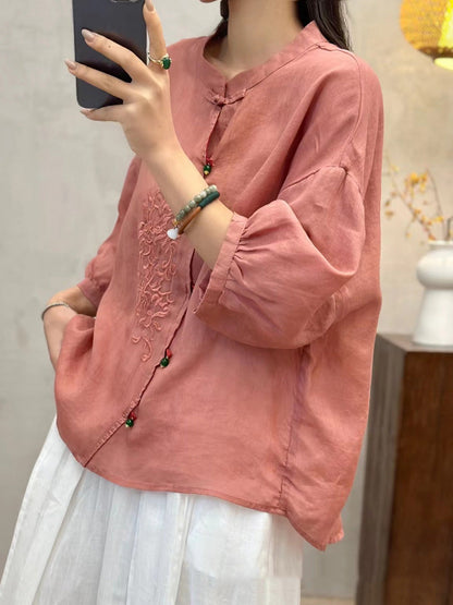 Embroidery Button Up Blouse Pa1022