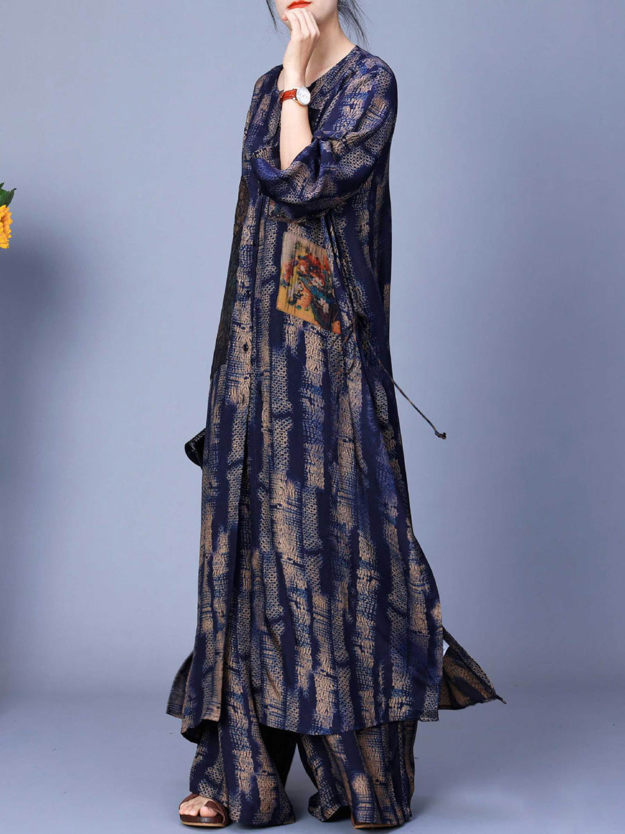 Spring Patch Spliced Long Shirt+pants Pa1023