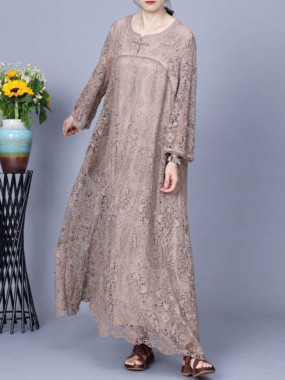 Summer Artsy Lace Spliced Maxi Dress Kl1017
