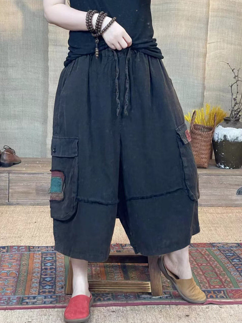 Retro Spliced Summer Loose Wide-leg Pants Kl1027