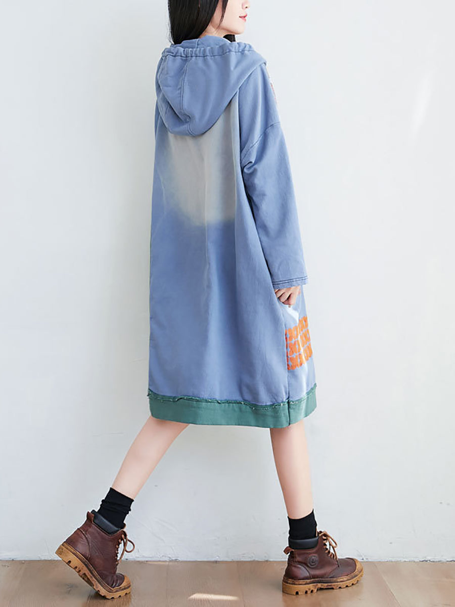 Artsy Flower Spliced Spring Hooded Sweatshirt Co1041