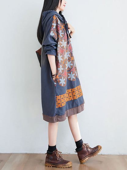 Artsy Flower Spliced Spring Hooded Sweatshirt Kl1047