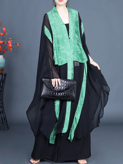 Leaf Jacquard Spliced Summer Outwear Kl1044