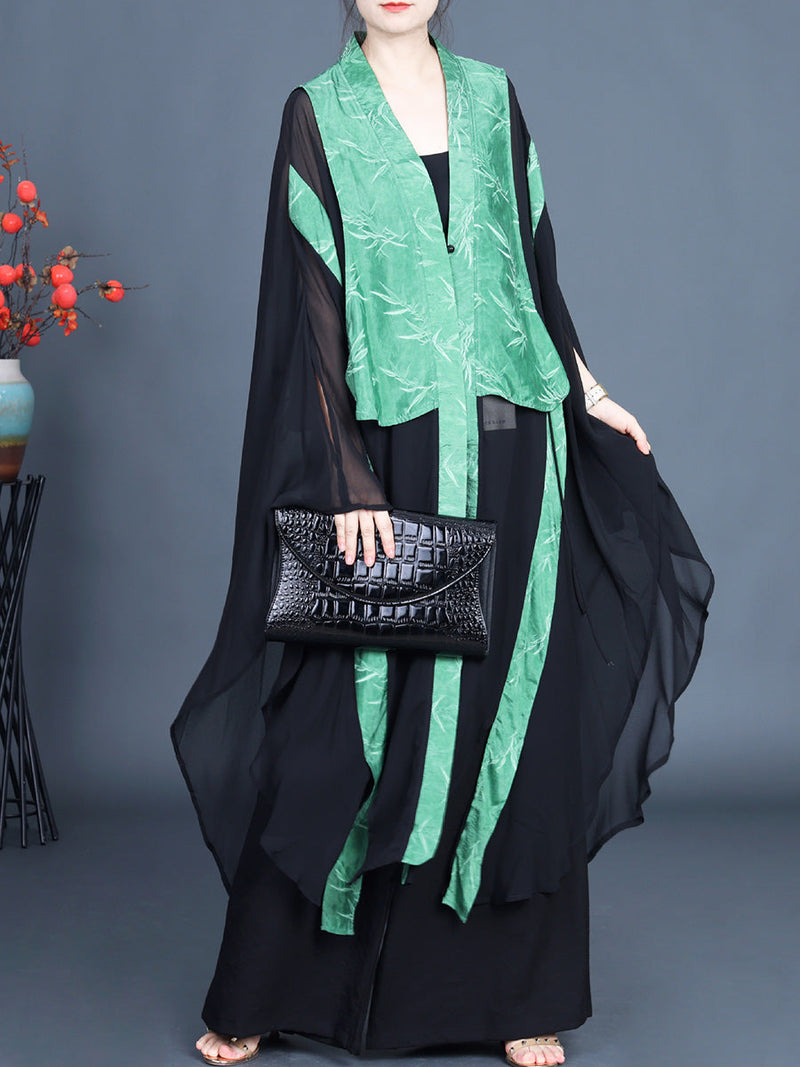 Leaf Jacquard Spliced Summer Outwear Kl1044