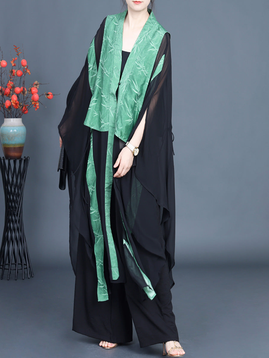 Leaf Jacquard Spliced Summer Outwear Kl1044