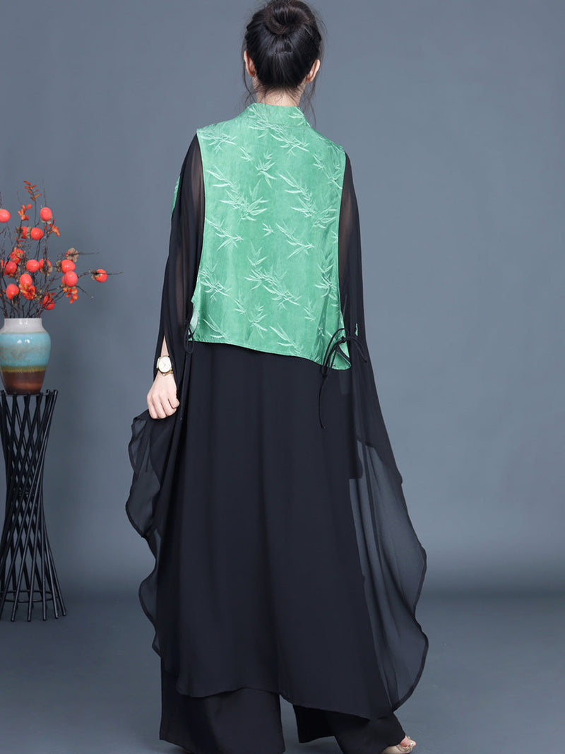 Leaf Jacquard Spliced Summer Outwear Kl1044