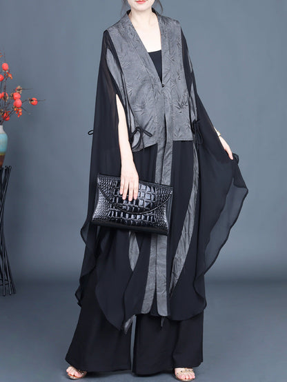 Leaf Jacquard Spliced Summer Outwear Kl1044