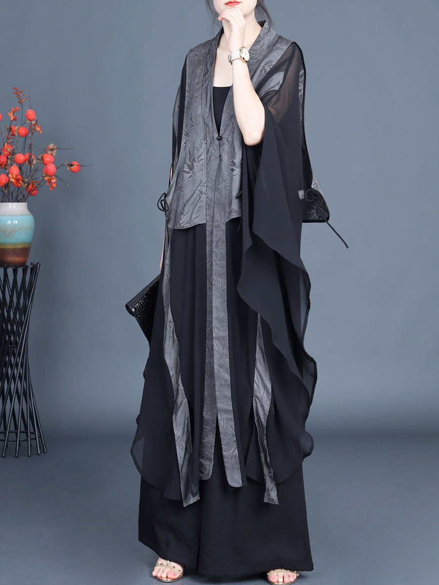 Leaf Jacquard Spliced Summer Outwear Kl1044