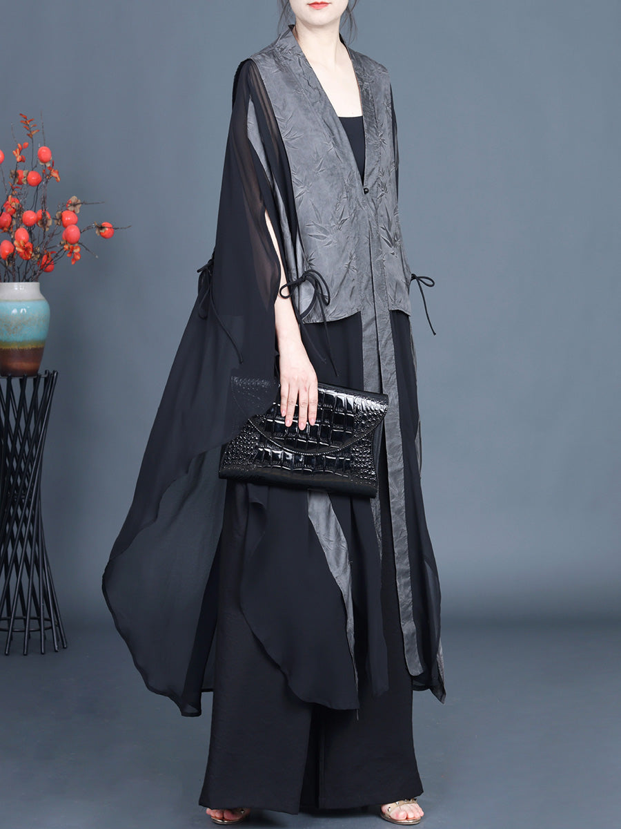 Leaf Jacquard Spliced Summer Outwear Kl1044