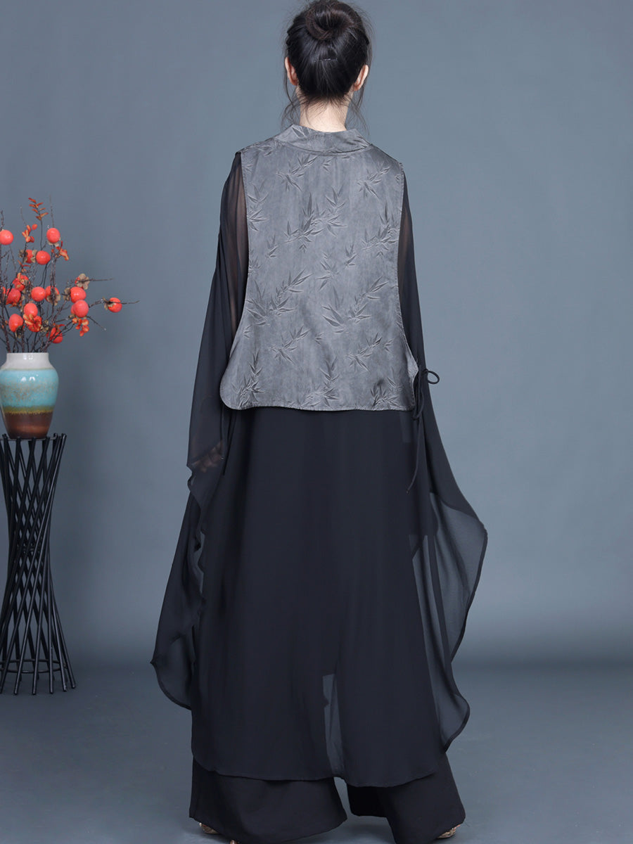 Leaf Jacquard Spliced Summer Outwear Kl1044