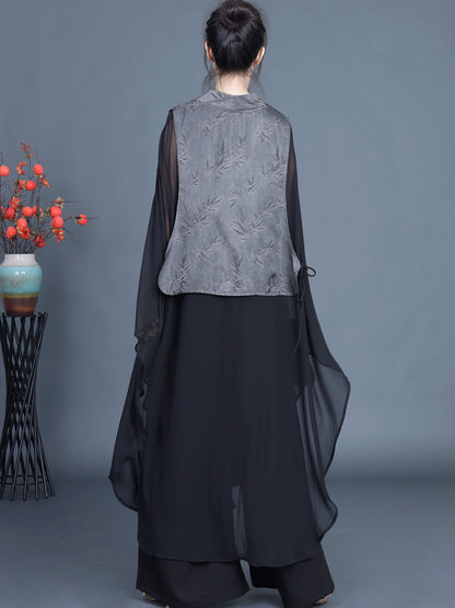 Leaf Jacquard Spliced Summer Outwear Kl1044