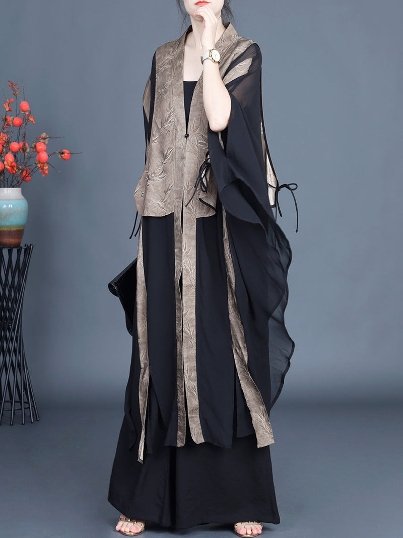 Leaf Jacquard Spliced Summer Outwear Pa1035