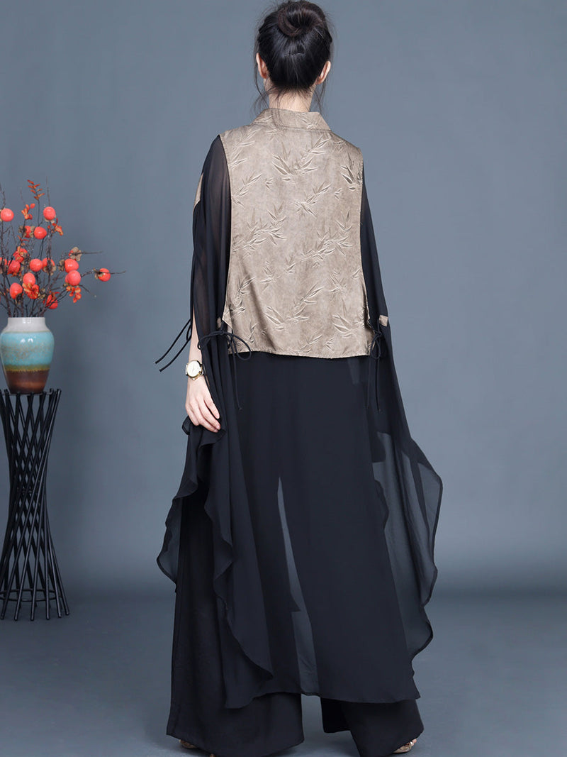 Leaf Jacquard Spliced Summer Outwear Kl1044