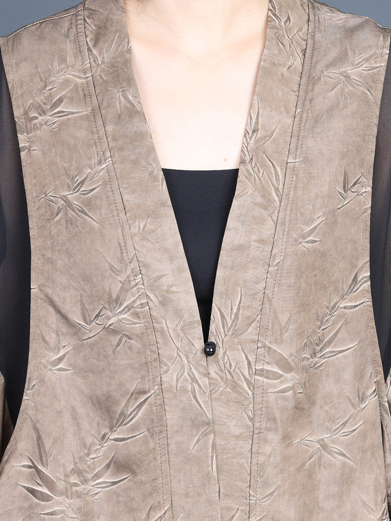 Leaf Jacquard Spliced Summer Outwear Pa1035