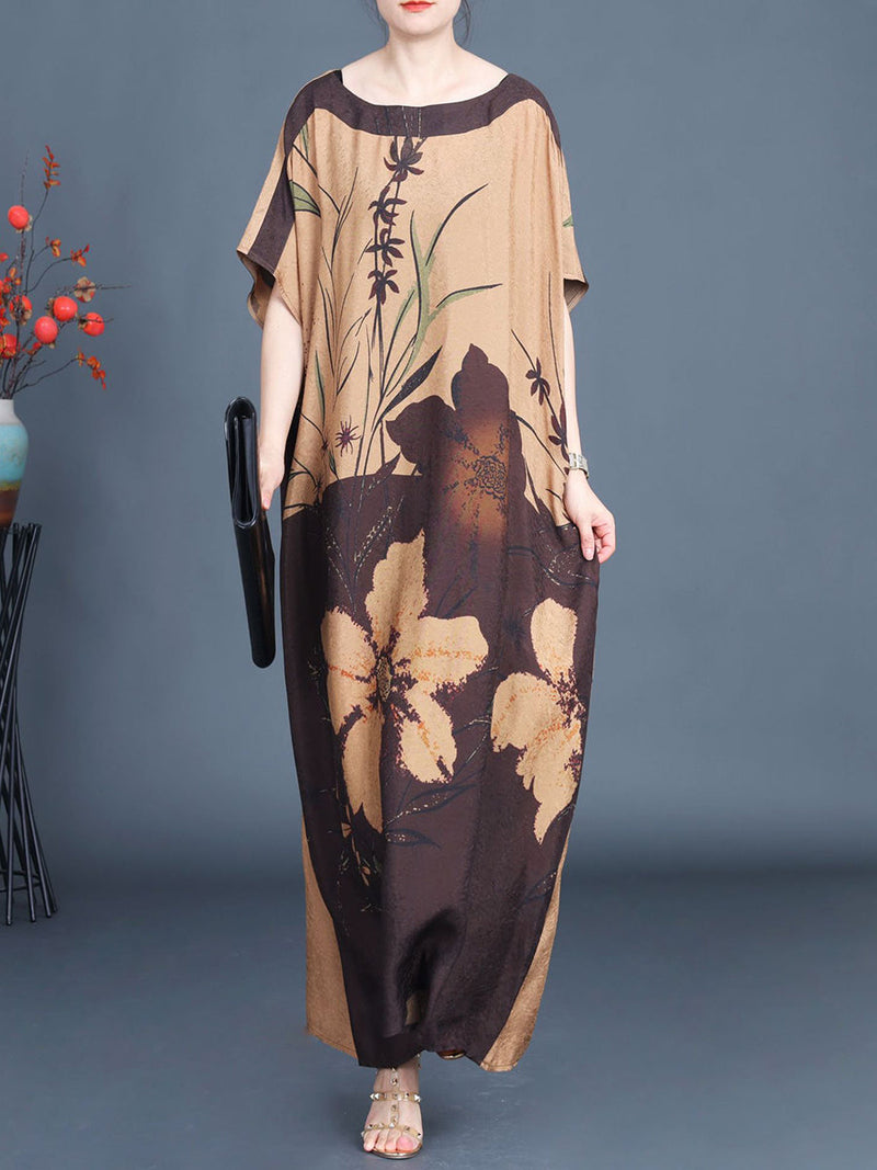Summer Artsy Flower Colorblock Maxi Dress Xx1049