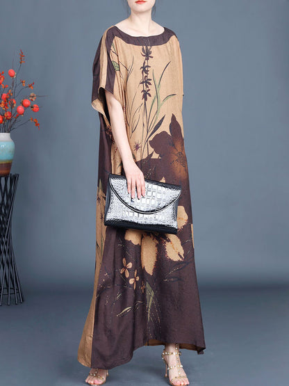 Summer Artsy Flower Colorblock Maxi Dress Xx1049
