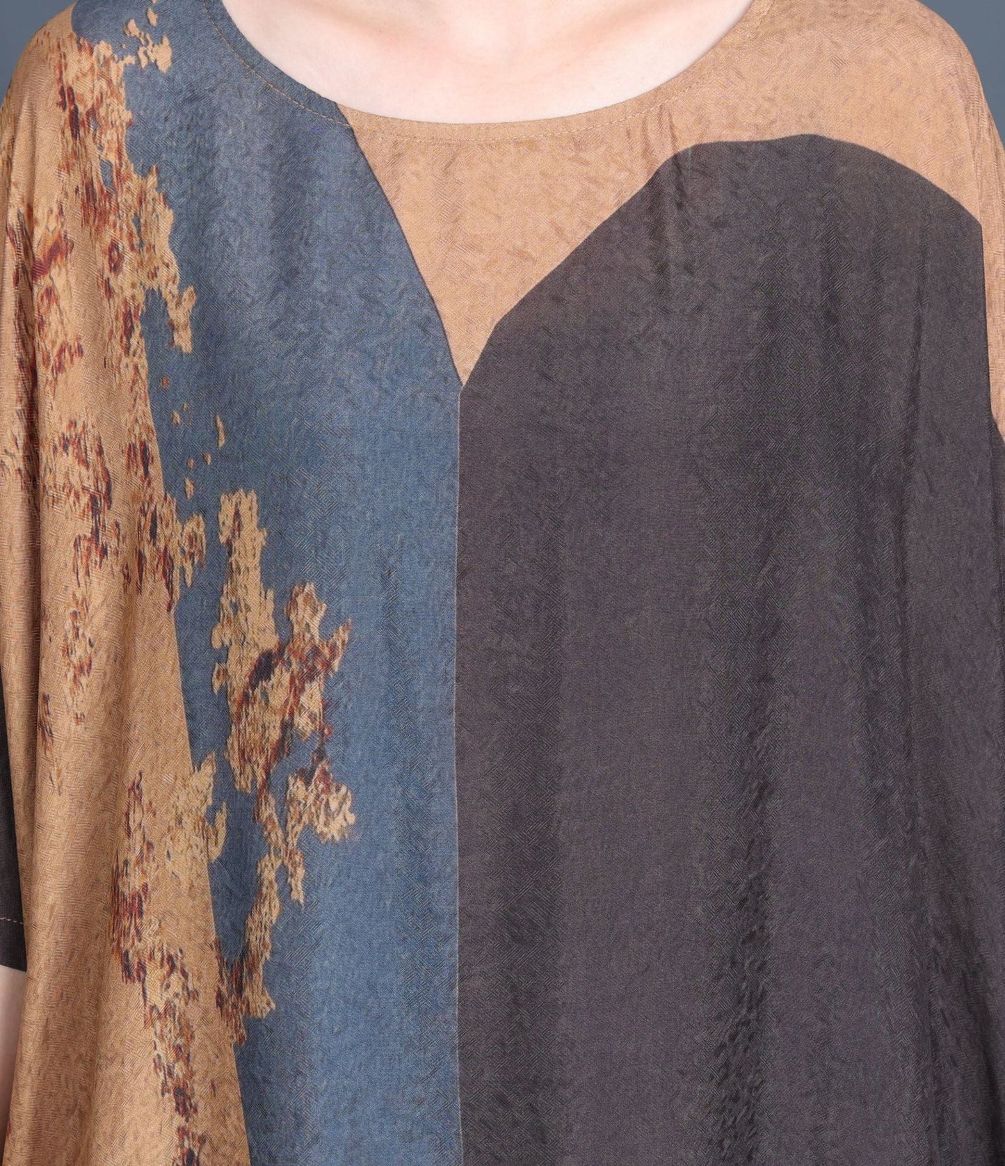 Artsy Flower Spliced Loose Maxi Dress Aa1003