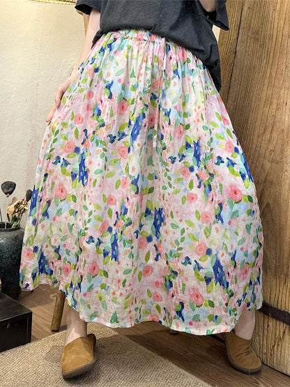 Summer Artsy Dual-layer Ramie Skirt Zz1055