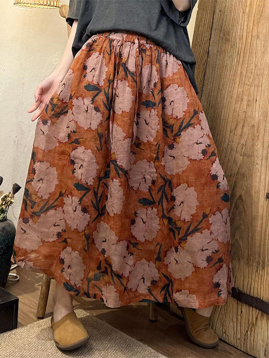 Summer Artsy Dual-layer Ramie Skirt Zz1055