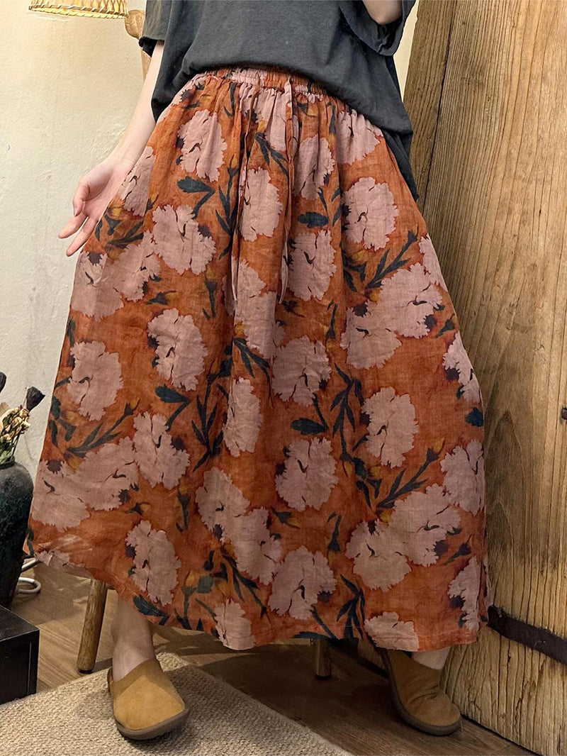 Summer Artsy Dual-layer Ramie Skirt Zz1055