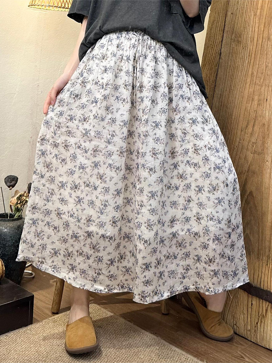 Summer Artsy Dual-layer Ramie Skirt Bn1041