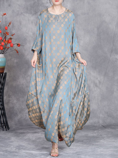 Summer Artsy Dot Irregular Strap Maxi Dress Op1030