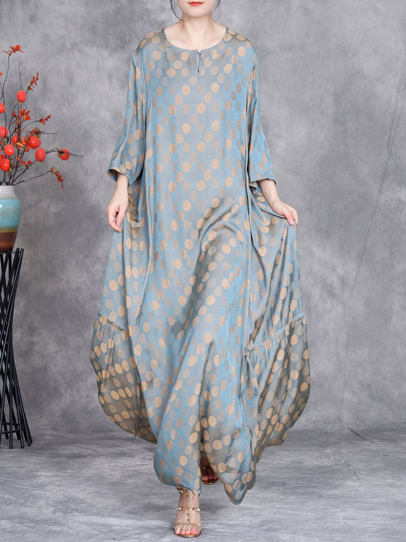 Summer Artsy Dot Irregular Strap Maxi Dress Op1030