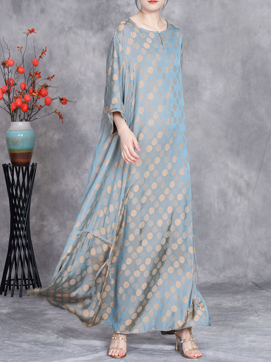 Summer Artsy Dot Irregular Strap Maxi Dress Op1030