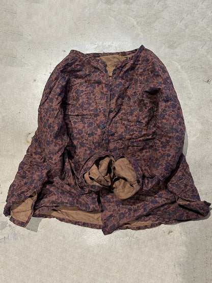 Autumn Artsy Button O-neck Linen Blouse Rr006