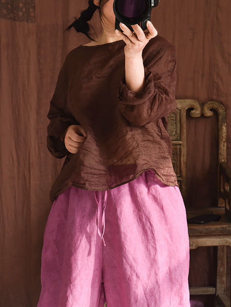 Summer Stitching Ramie Blouse Ai1007