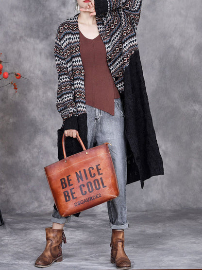 Autumn Stripe Colorblock Knitted Cardigan Coat Ah1060