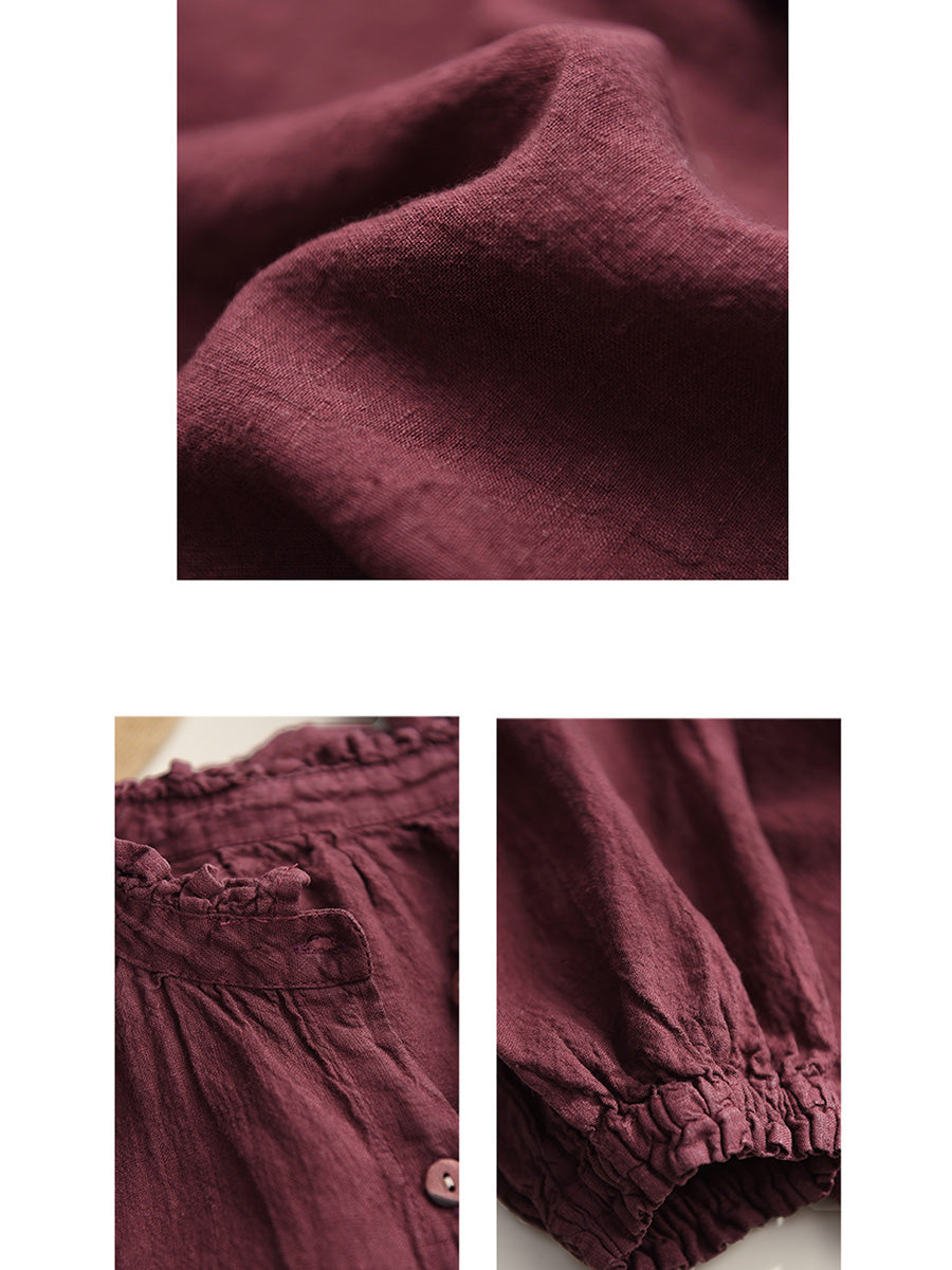 Autumn Stand Collar Button Blouse Ah1007