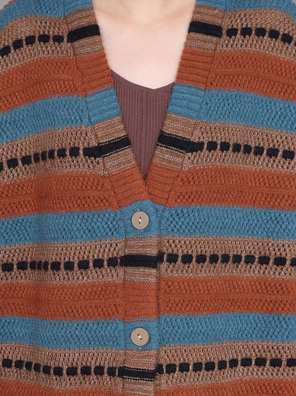 Autumn Lazy Stripe Knitted Cardigan Coat Ah1051