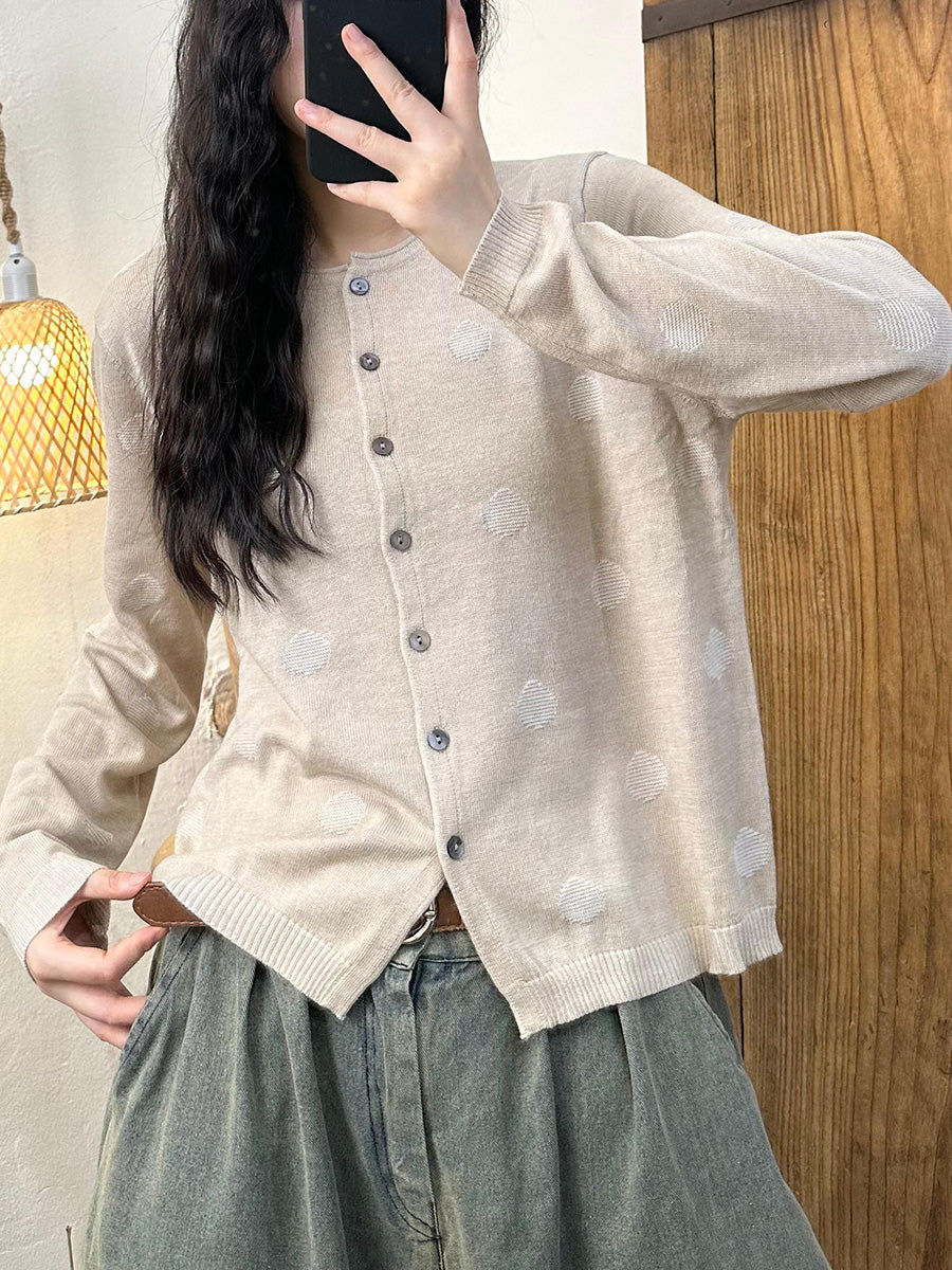 Autumn Wool Dot Knit Blouse Ak1033