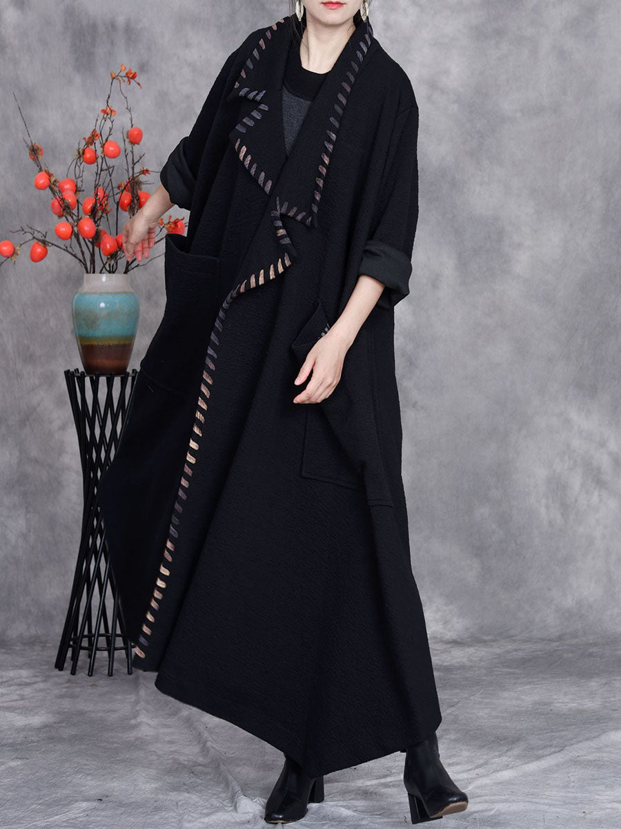 Artsy Autumn Turn-down Collar Cardigan Loose Coat Av1003