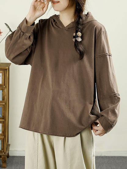 Autumn Spliced Hooded Cotton Sweatshirt Av1011