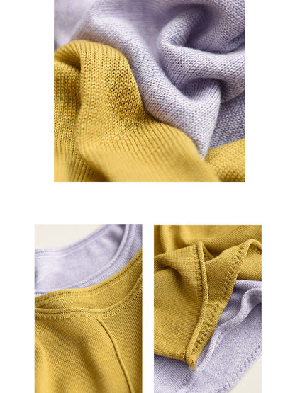 O-neck Knit Loose Silk Blouse Wg033
