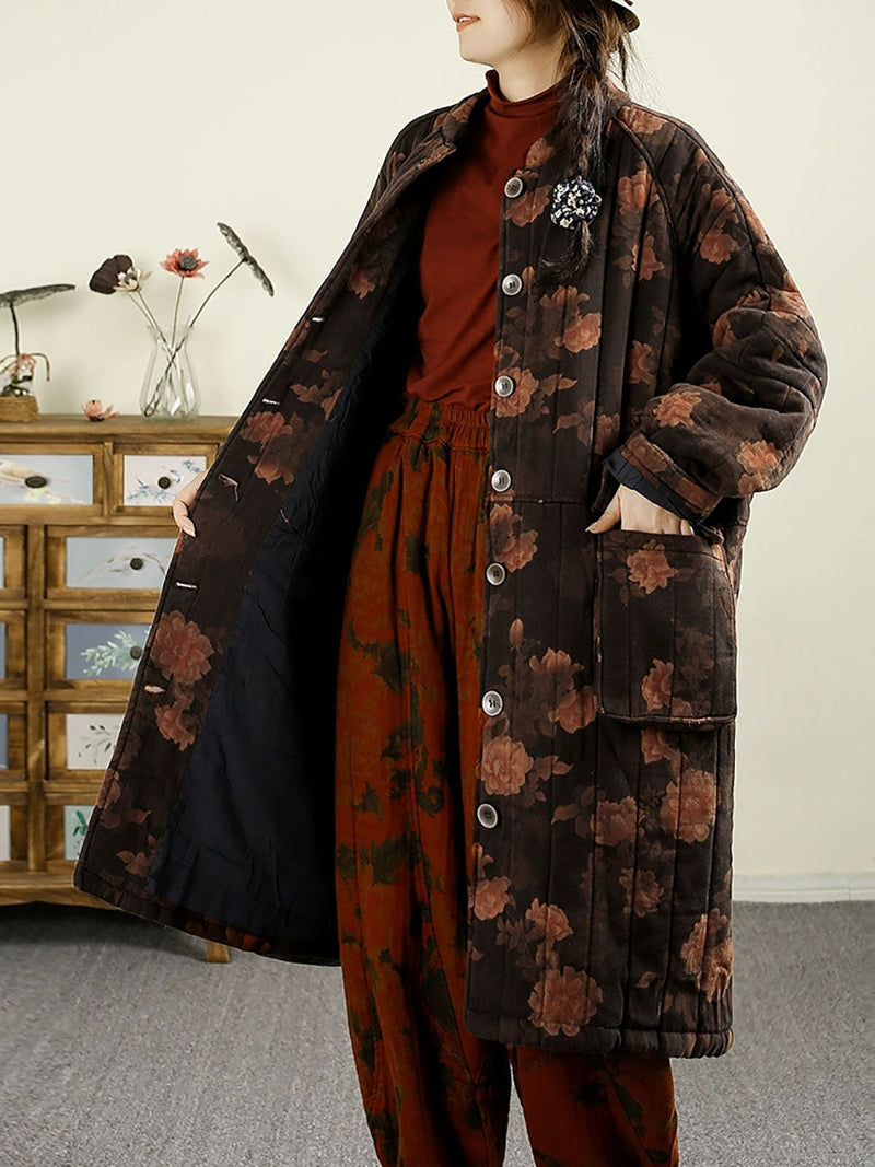 Autumn Flower Cotton Cardigan Coat Ba1017