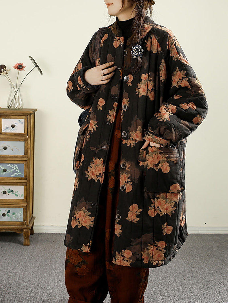Autumn Flower Cotton Cardigan Coat Ba1017