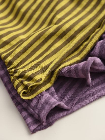 Autumn Stripe Turtleneck Cotton Blouse Qu029